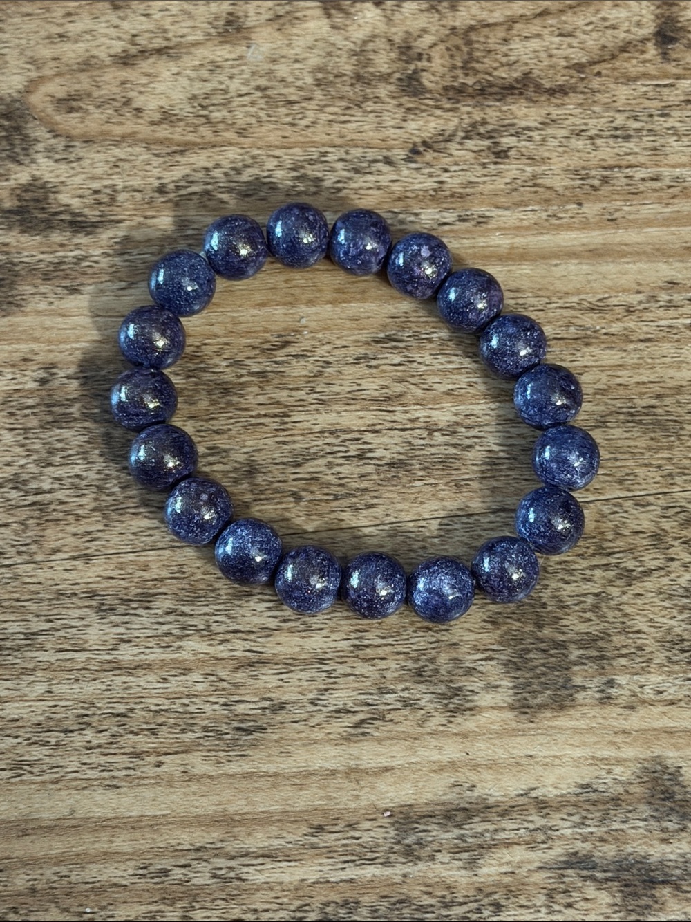 Beaded Stretch Bracelet - Deep Blue Accent